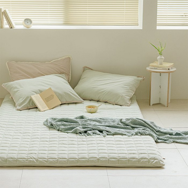 아르페지오베이직 국내제조 뉴메이딘 8COLOR 고밀도 순면 60수 누비요커버, 피노그린