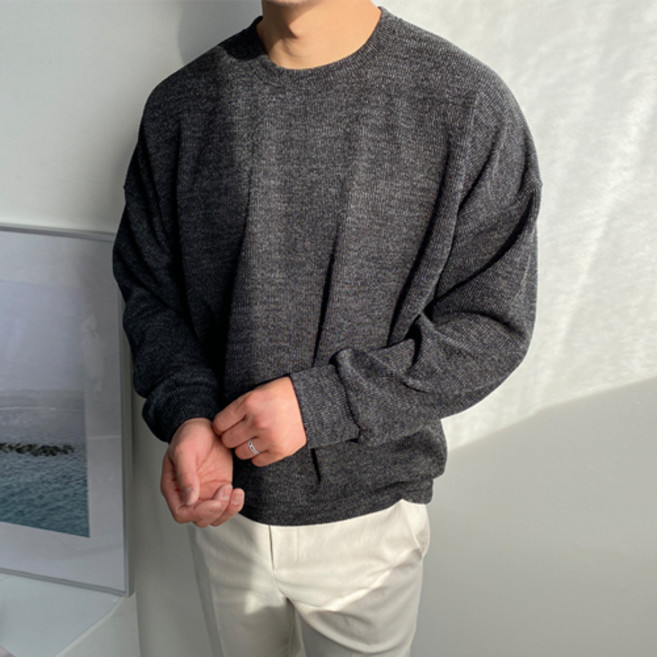 머시따 오버핏 니트 골지 파스텔 맨투맨