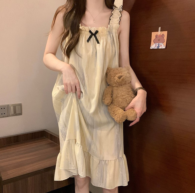 씨오브비 여성용 스위트 슬링 원피스형 빅사이즈 홈웨어 파자마