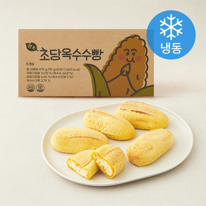 감자밭 춘천 초당 옥수수빵 (냉동), 95g, 1개, 5개입
