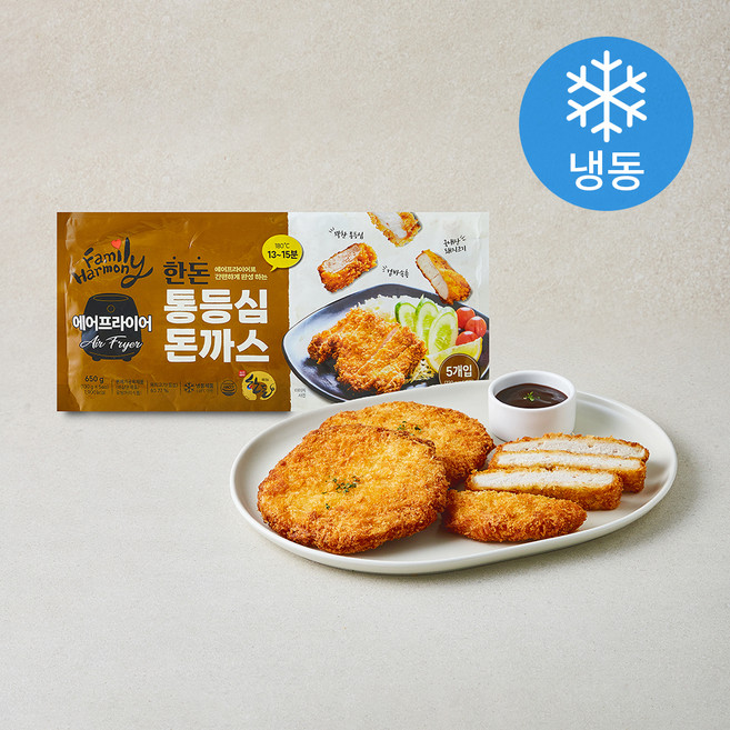 하늘푸드 Family Harmony 에어프라이어 한돈 통 등심 돈까스 5개입 (냉동), 650g, 1개