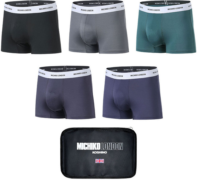 미치코런던 남성용 베이직 로고 데일리 드로즈 팬티 5종 세트+파우치