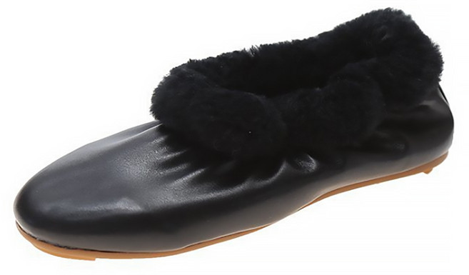 알럽홈 여성용 앵클 퍼 크리스 웜 플랫슈즈