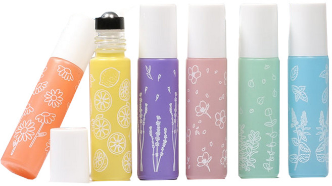 라인 프린팅 파스텔컬러 롤온공병 10ml 6종 세트, 흰색(뚜껑), 1세트