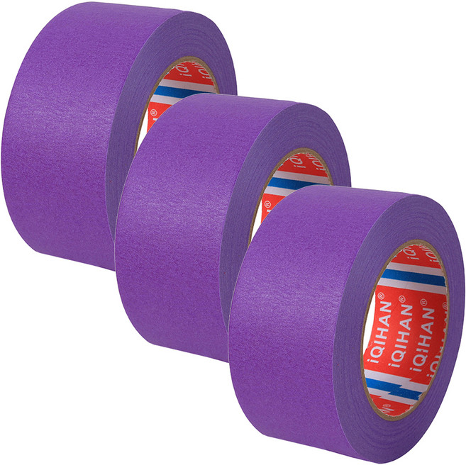 iQIHAN 다다 칼라 마스킹 테이프 40mm x 20m, 보라, 3개
