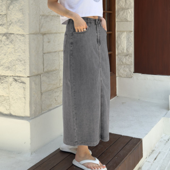 라라온 슬릿 데님 롱기장 인밴딩 치마 TSP2701