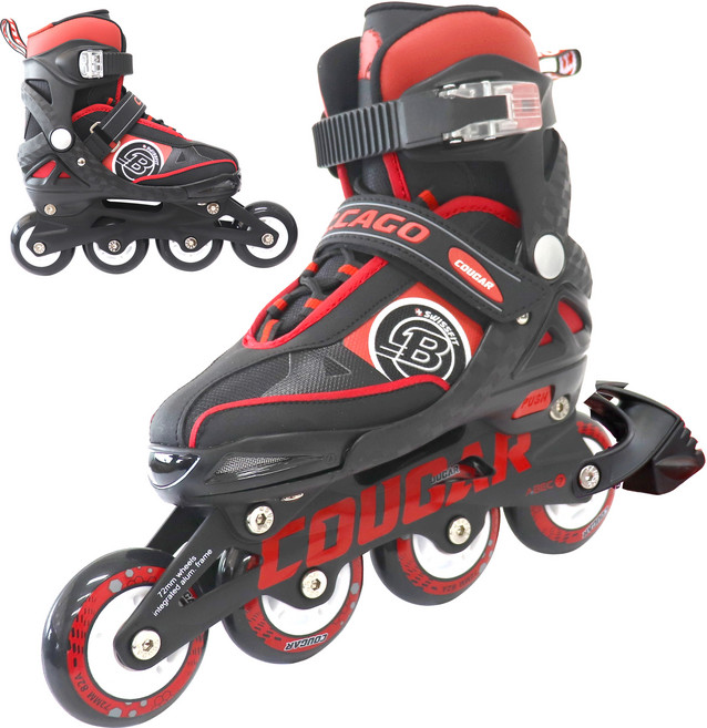 스위스핏 USA 쿠거 인라인 스케이트, 레드, 1개