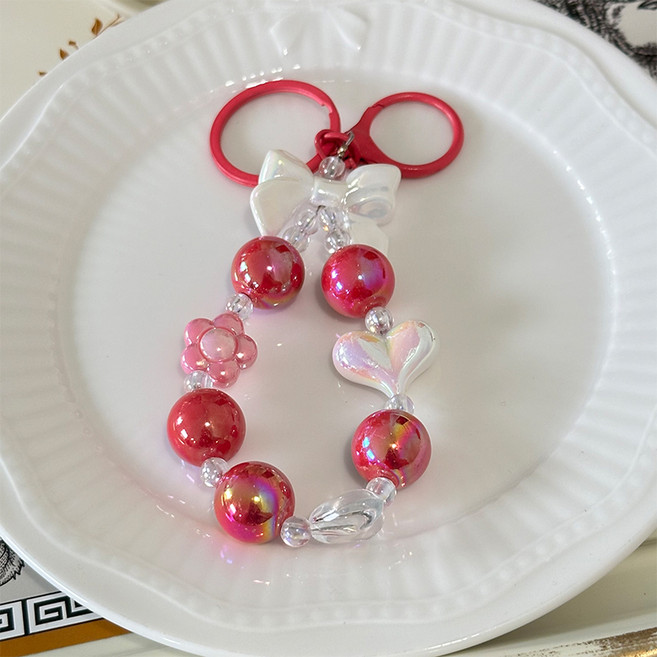 소리달 리고트 비즈 리본 꽃 하트 키링 가방 장식 백꾸