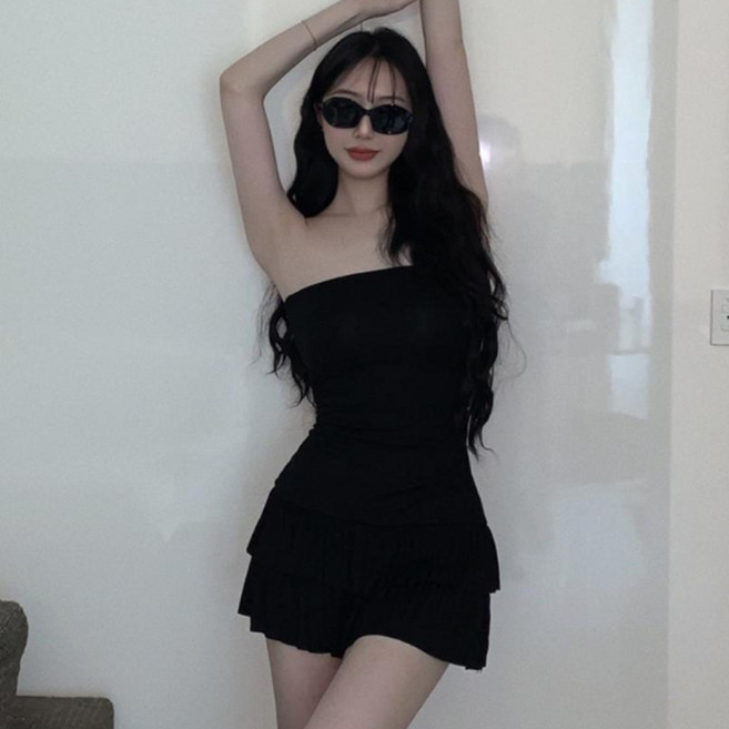 피어니스트 러블리 튜브탑 케이크 프릴 미니 원피스