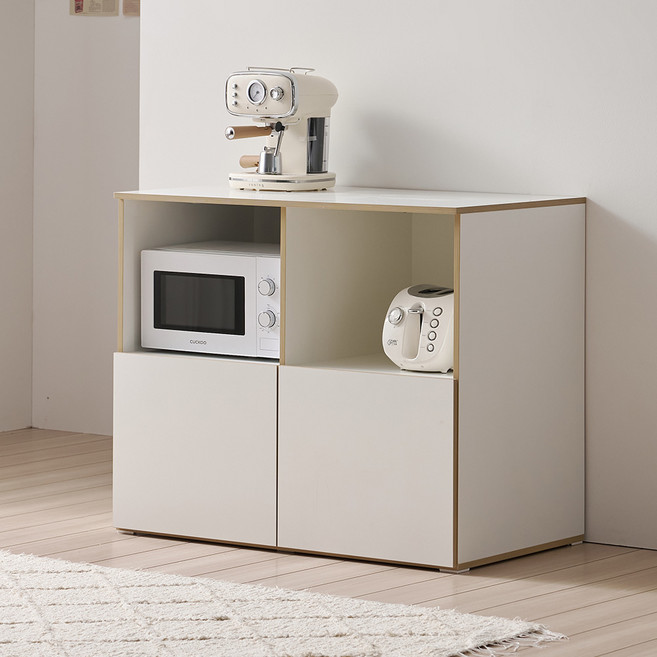 웰퍼니쳐 키체나 주방 1000 광폭 수납장 리프 방문설치, 화이트 리프, 2단