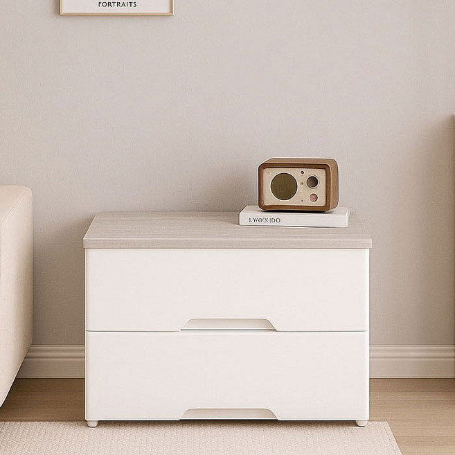 보노하우스 모던플러스 우드상판 서랍장, 화이트오크, 2단