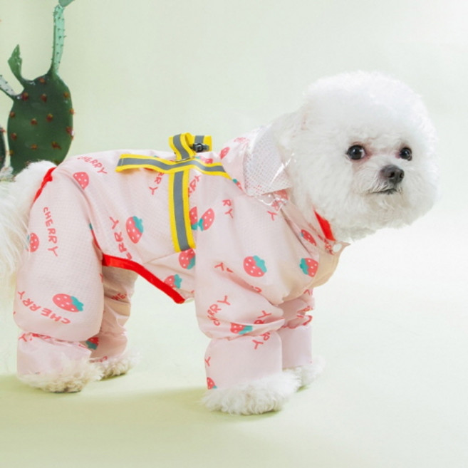 로커스 강아지 우비, 스트로베리핑크, 1개