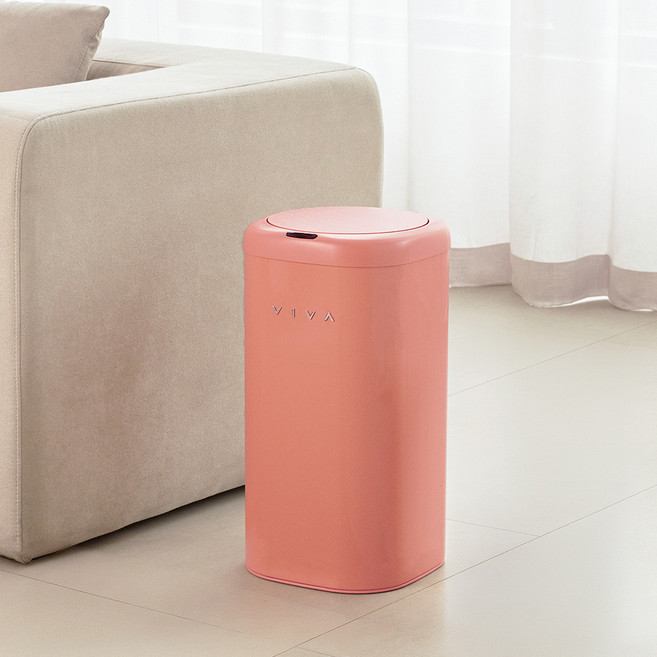 VISVIVA D-Edge 感應式垃圾桶 27L, 珊瑚色