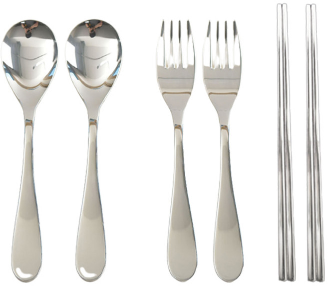윌리브 국산 304스텐 벨로 아동커트러리세트, 실버, 숟가락 2p + 포크 2p + 젓가락 2p, 1세트