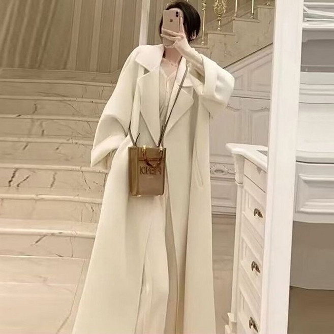 피어니스트 여성용 클래식 심플 카라 포멀 롱 코트