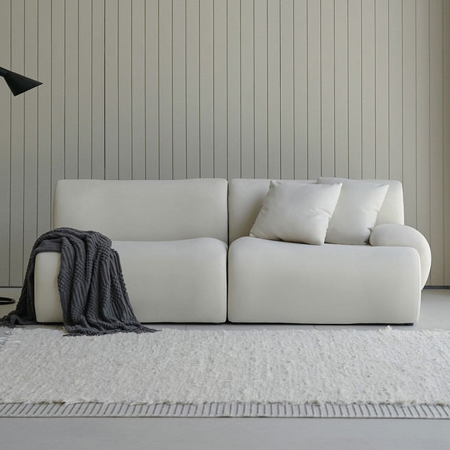 도모 웨이비 패브릭 3인용 소파 좌형 + 쿠션 2p + 고이스 세트 방문설치, 크림