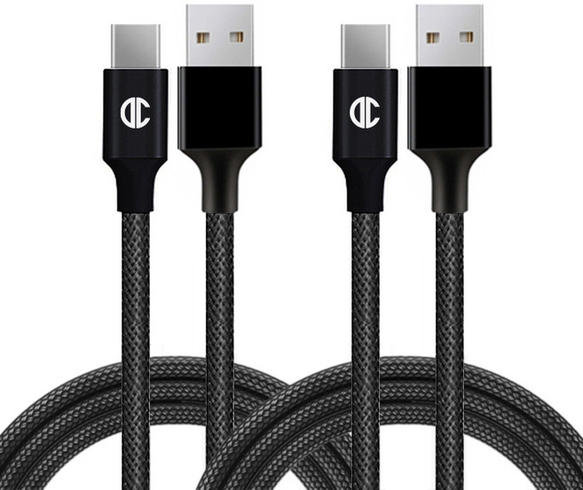 디씨네트워크 메탈 패브릭 USB C타입 고속 충전케이블 2p, 3m, 블랙, 2개