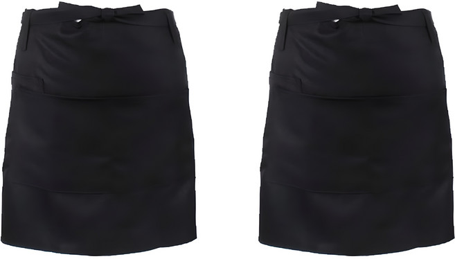 咖啡廳迷你腰部圍裙, 黑色, 2個