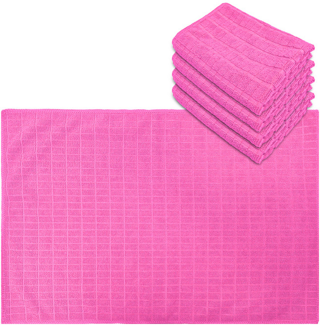 월드크린 다목적 극세사 바둑 손걸레 대형 40 x 60 cm, 5개, 핑크
