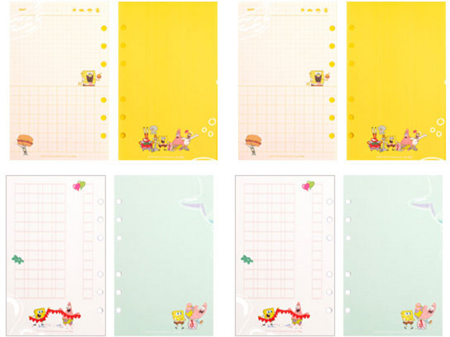 스폰지밥 아카이브 6공 리필속지 그림 일기 2p + 시 원고 일기 2p 세트, 1세트