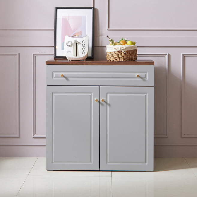 장인가구 다이닝 800 주방 수납장 서랍형 방문설치, 소프트 그레이