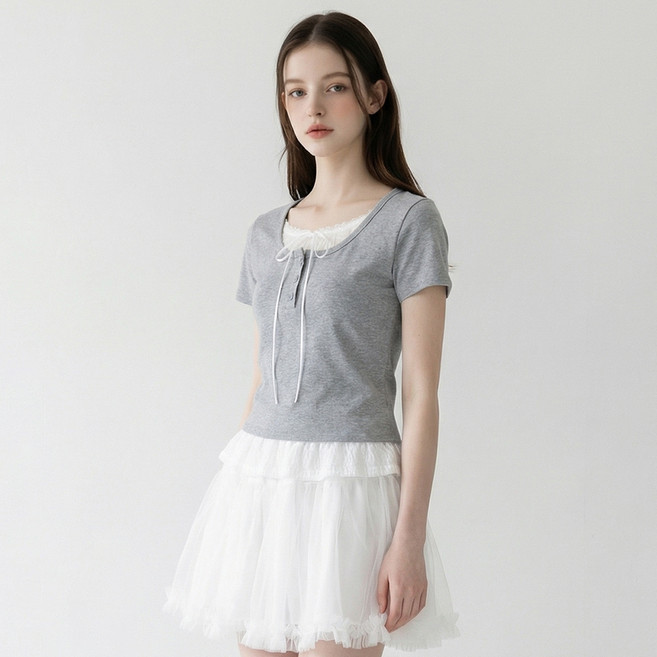 부루앤쥬디 여성용 레이스 여리 티셔츠 BOSETS513B