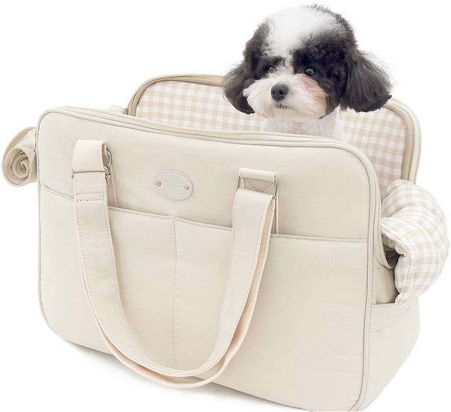 펫츠랜드 모먼트백 + 이너쿠션 세트 패브릭캐리어, 샌드베이지, 1세트