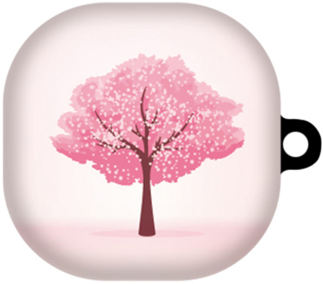 까미또 갤럭시 플라워 버즈2 버즈라이브 버즈프로 하드 케이스 + 키링, 트리 체리블러썸, 1개