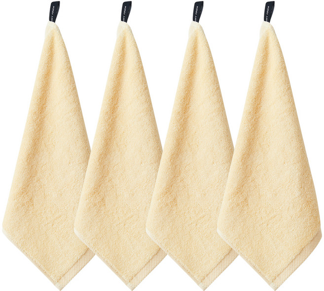 소프트터치 40수 코마사 무지 고리수건, 옐로우, 4개