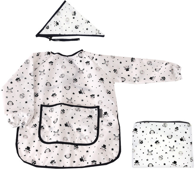 베베슈에뜨 아동용 체험 긴팔 미술가운 + 두건 + 파우치 세트