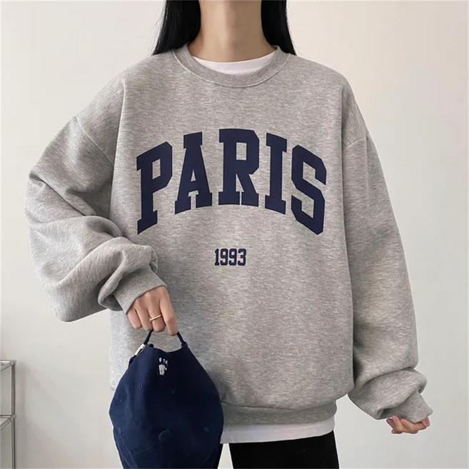 마켓에이 여성용 파리 라운드넥 오버핏 맨투맨