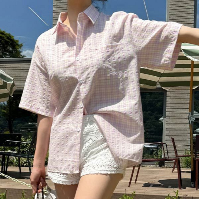 슈가펀 여성용 밸리프 포켓 카라 셔츠