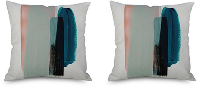 흐린날에 어울리는 물감 페인팅 쿠션 커버 2p