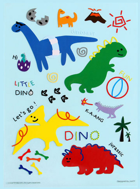 해피베어스 아이론 스티커, 리틀 다이노, 1개