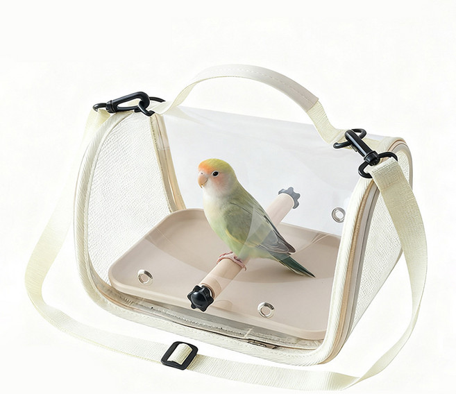 랜보어 앵무새 클리어 컬러 이동가방 FREE, 아이보리, 1개