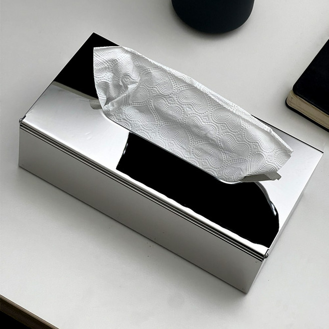 에브리윅 304 유광 스텐 비치형 티슈 케이스, 1개