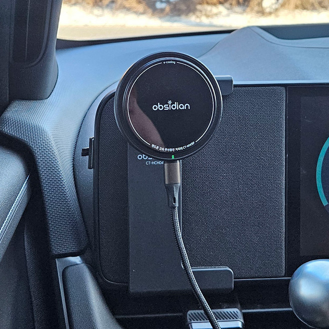 옵시디언 신형 아이오닉5 전용 Qi2 e쿨링 고속 무선 충전 휴대폰 거치대 CT-MW9PE + CT-HCH04, 혼합색상, CT-MW9PE+CT-HCH04
