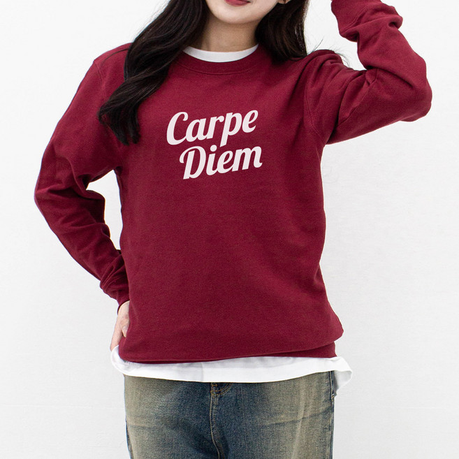 험블스튜디오 여성용 카르페디엠 레터링 기본핏 맨투맨 FF_140