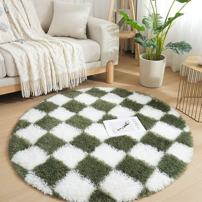 소유공간 체커보드 거실 원형 러그