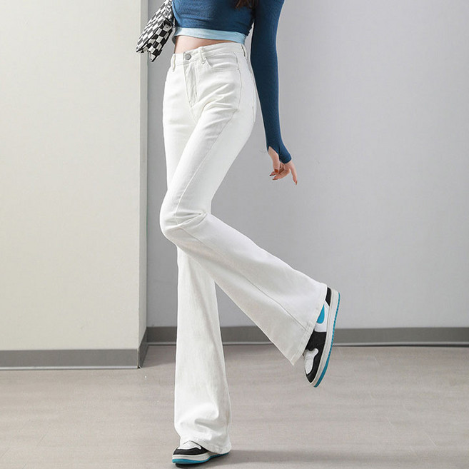 라라티나 여성용 슈가 캐주얼 하이웨스트 부츠컷 데님 팬츠