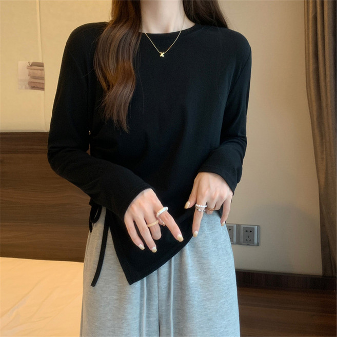 안다로미 여성용 꾸안꾸 사이드 스트링 티셔츠