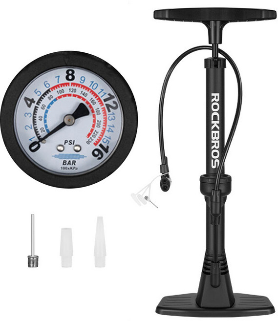 락브로스 공기압게이지 자전거펌프 Air9, 블랙, 1개