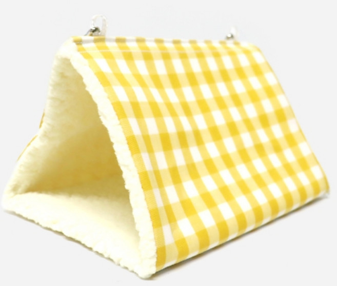 앵무새 고어텍스 보들보들 소재 체크 침대 중형, 옐로우, 1개