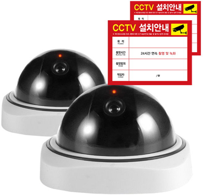 지오비즈 돔형 D타입 모형 CCTV 2p + CCTV 설치안내 스티커 2p 세트, 1개