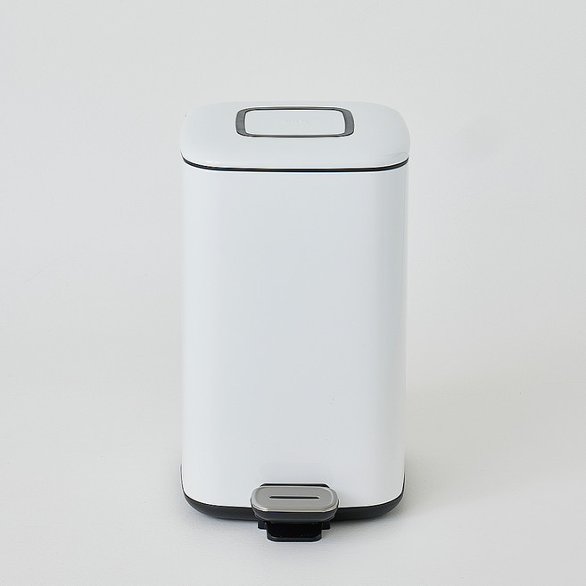 EKO 글로시큐브 페달 휴지통 12L, WHITE