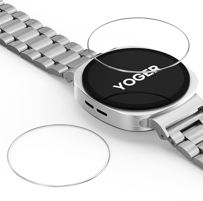 요거 갤럭시워치 풀커버 강화유리 크리스탈 액정보호필름, 투명, 2개