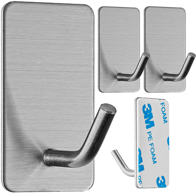 comet 多用途 不鏽鋼304 黏貼式掛鉤, 4個, 銀