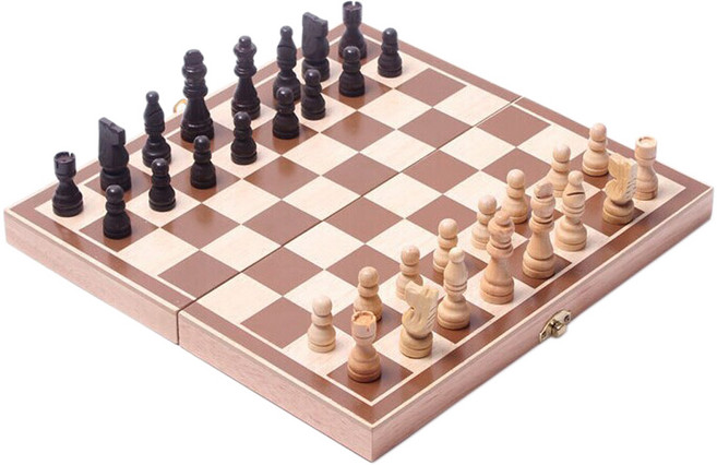 코히모 접이식 우든 클래식 고급형 휴대용 체스 보드게임 세트 4W065, 혼합색상, 1개