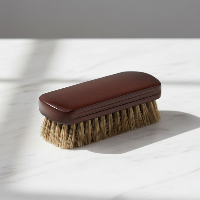 마켓피아 신발 클리너 브러쉬 10.9cm, 적갈색 말총 브러쉬, 1개