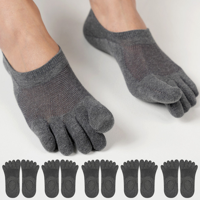 NO DESIGN 連腳趾部分都透氣的網眼五指襪 5雙